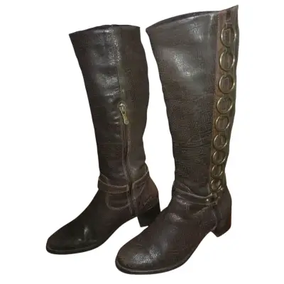 Botas altas de cuero con hebillas, Pollini - miniatura 4