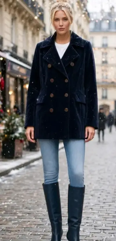 Chaqueta de terciopelo azul marino talla M - miniatura 5
