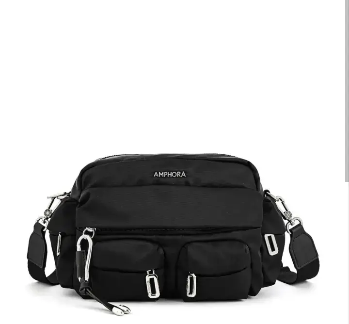 Bandolera negra Amphora con múltiples bolsillos