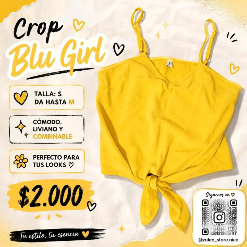 Crop top amarillo Blu Girl cómodo y combinable - 1