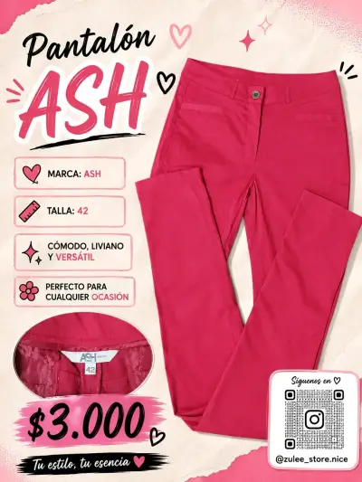Pantalón rosa marca ASH talla 42 - miniatura 1