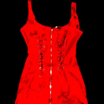 Vestido rojo con cierre y cordones - miniatura 1
