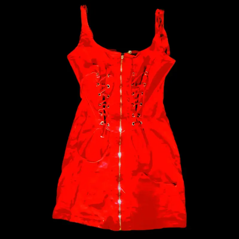 Vestido rojo con cierre y cordones - 2