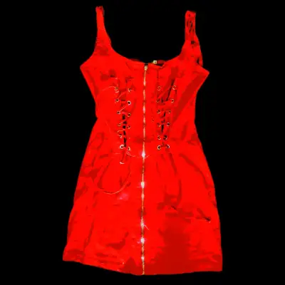 Vestido rojo con cierre y cordones - miniatura 2