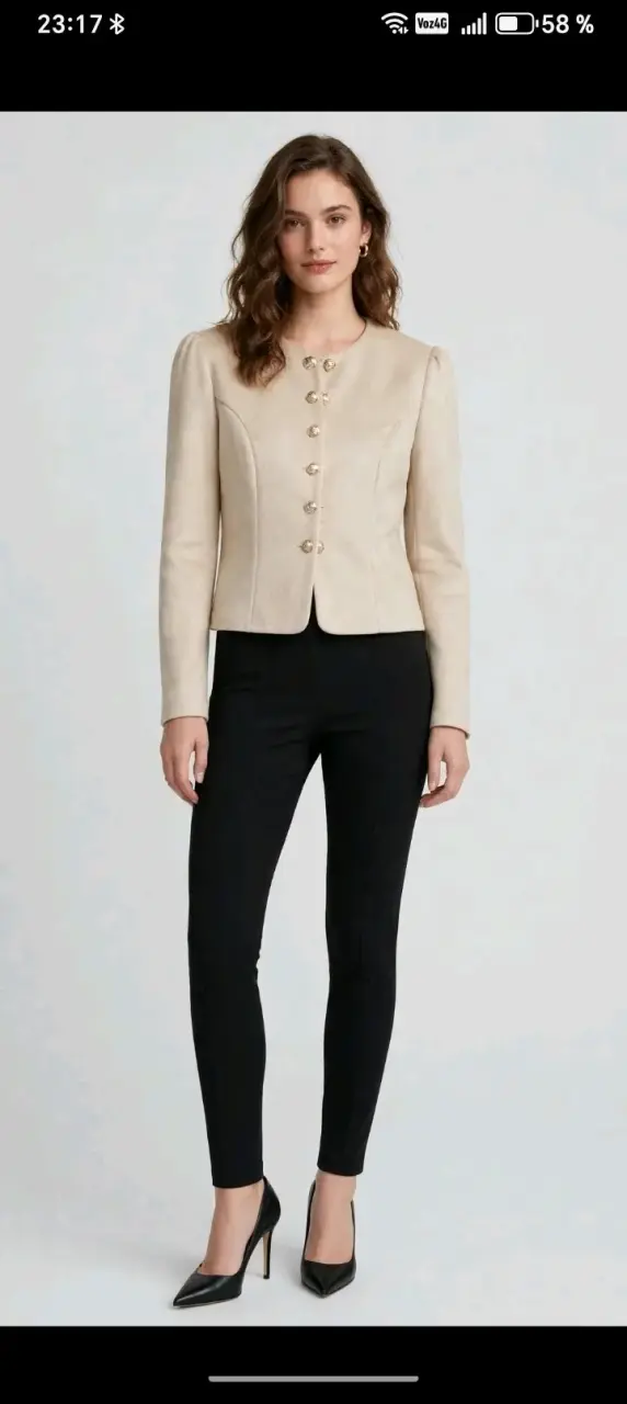 Blazer beige elegante - 3