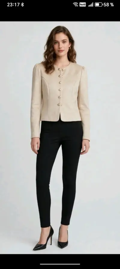 Blazer beige elegante - miniatura 3