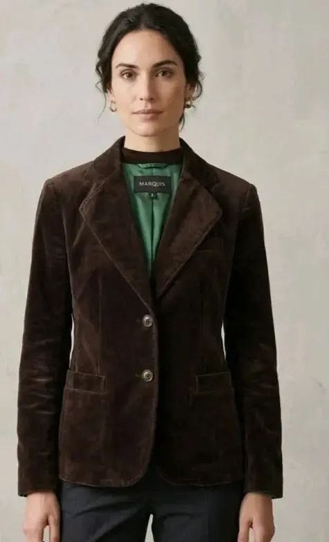 Blazer de terciopelo marrón para mujer Marquis - 4