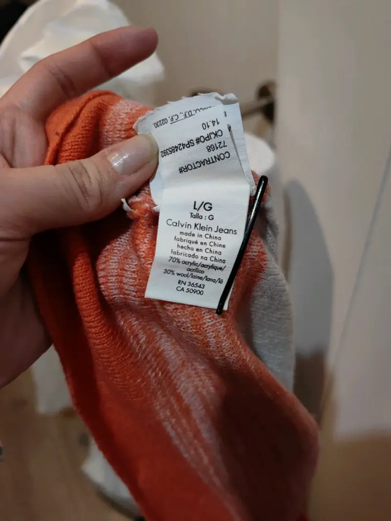 Suéter de lana Calvin Klein Jeans naranja y beige - 4