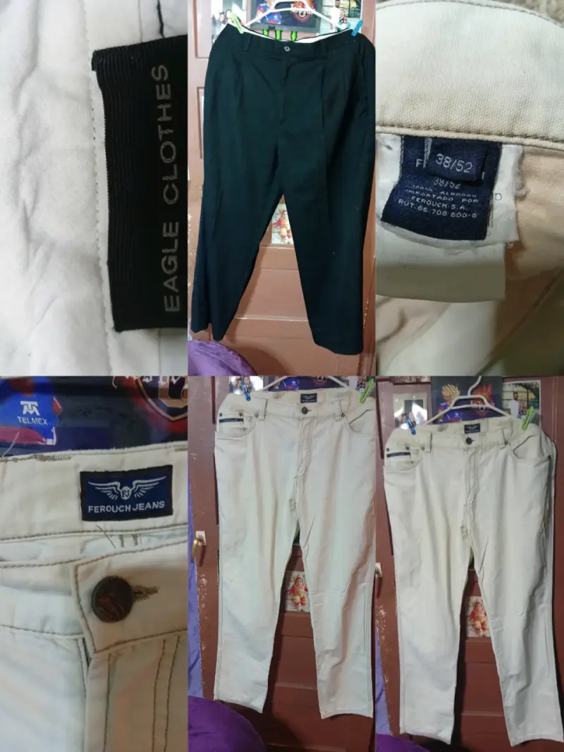 Pantalones Ferouch Jeans beige y negro