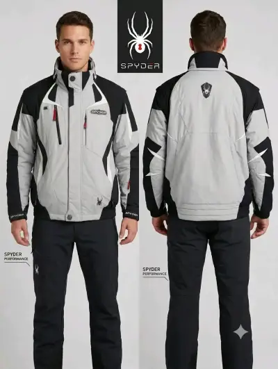 Chaqueta de esquí Spyder gris y negra para hombre - miniatura 1