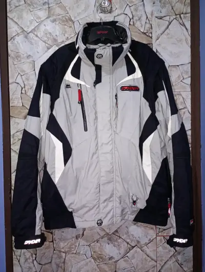 Chaqueta de esquí Spyder gris y negra para hombre - miniatura 2