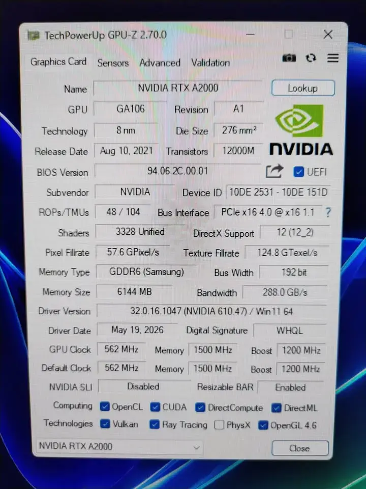 Tarjeta gráfica NVIDIA QUADRO RTX A2000 6GB GDDR6 - 4