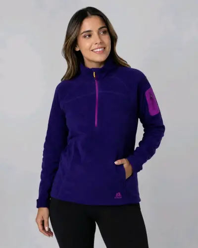 Polar morado para mujer con cierre medio - miniatura 1