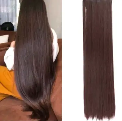 Extension de cabello liso largo castaño y negro - miniatura 1