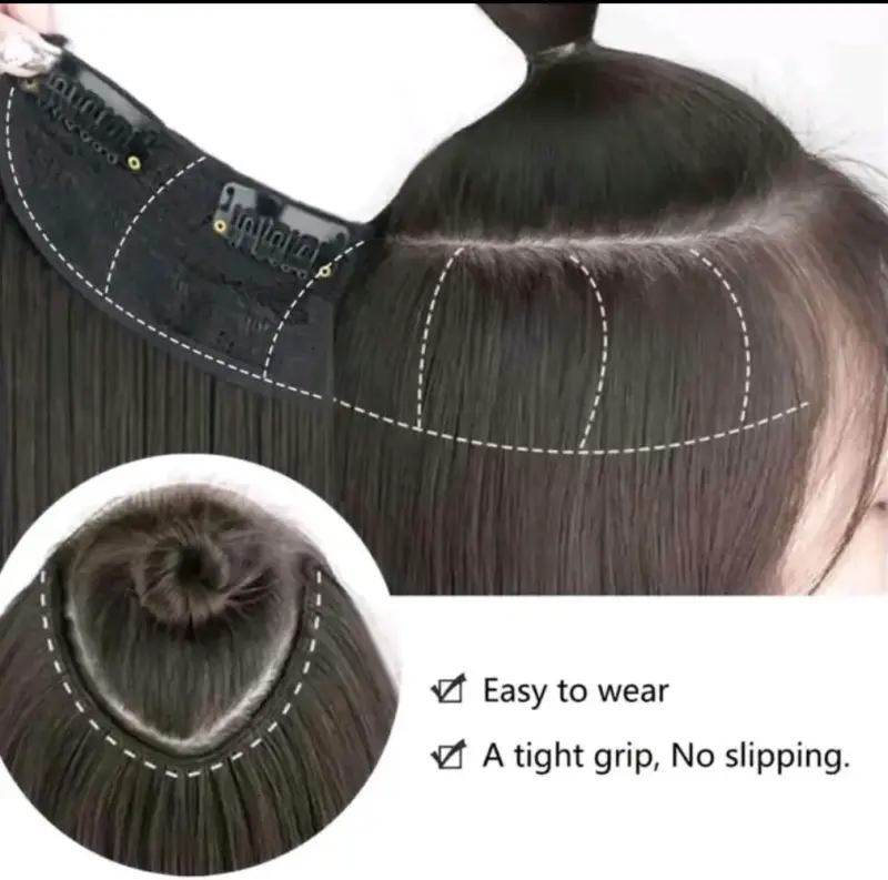Extension de cabello liso largo castaño y negro - 2