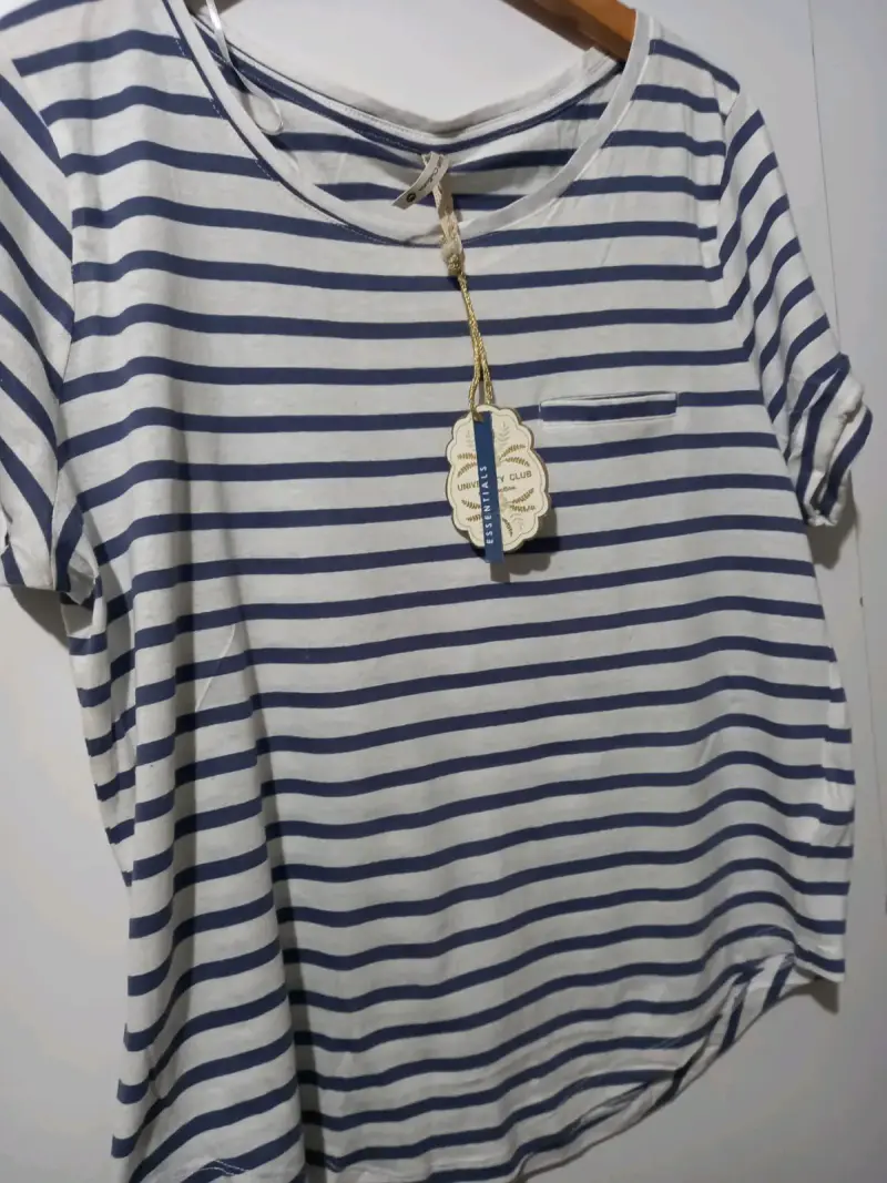 Polera a rayas azul y blanco Essentials - 1