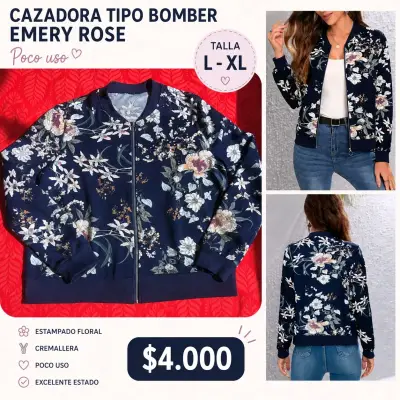 Chaqueta tipo bomber floral azul marino - miniatura 1