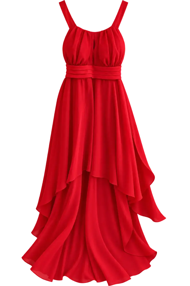 Vestido largo rojo elegante para fiesta - 1