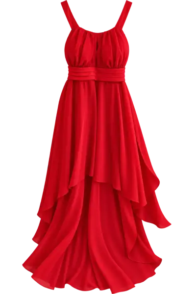 Vestido largo rojo elegante para fiesta - miniatura 1