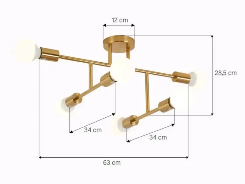 Lámpara de Techo Moderna Dorada con 6 Luces - 2