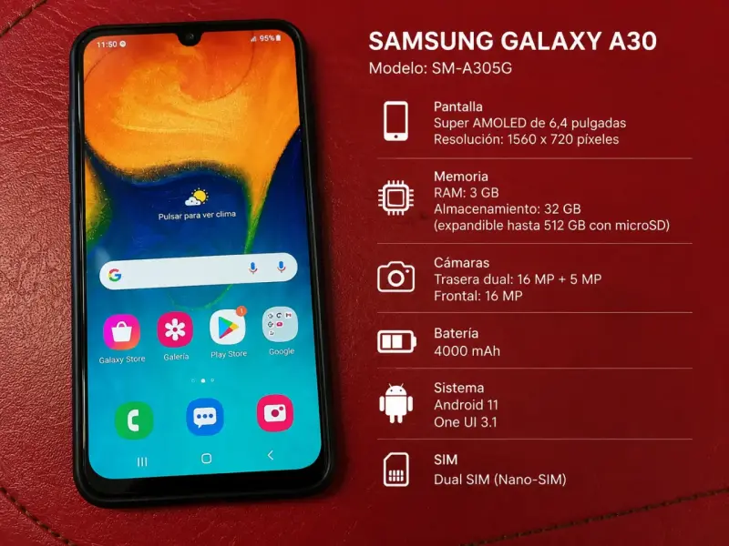 Samsung Galaxy A30 con pantalla Super AMOLED y 32GB - 1