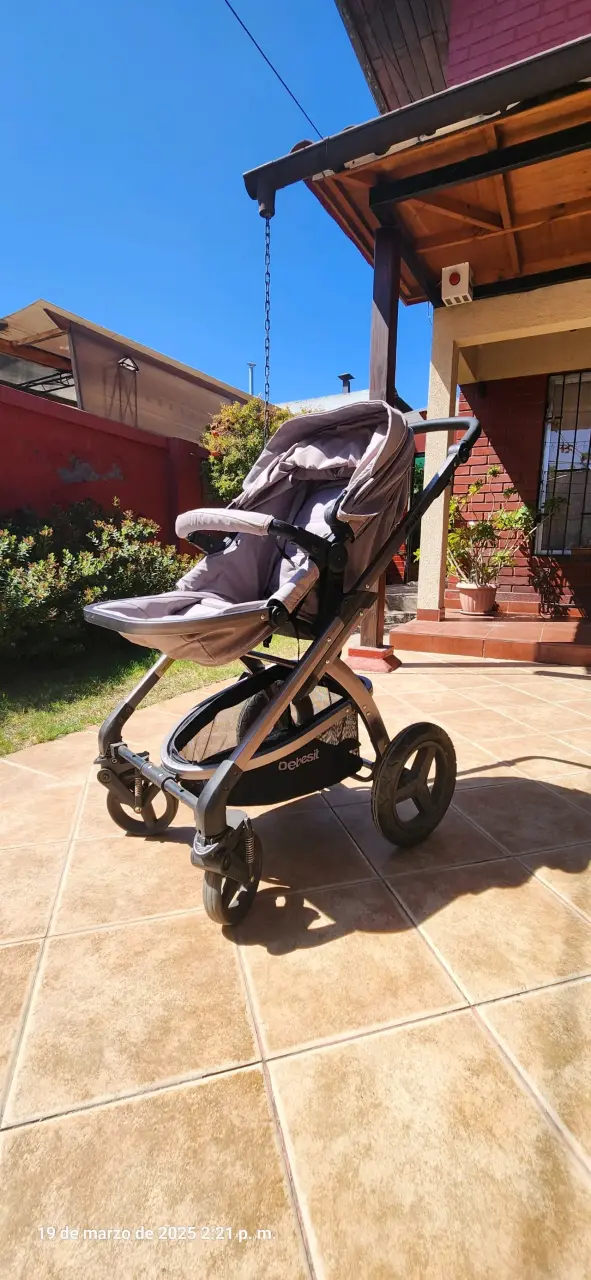 Coche de bebé Bebesit gris con capota ajustable - 1