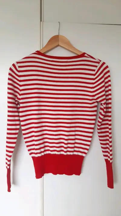 Polera a rayas rojo y blanco con lazo - miniatura 2