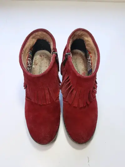Botines de gamuza rojos con flecos - miniatura 3