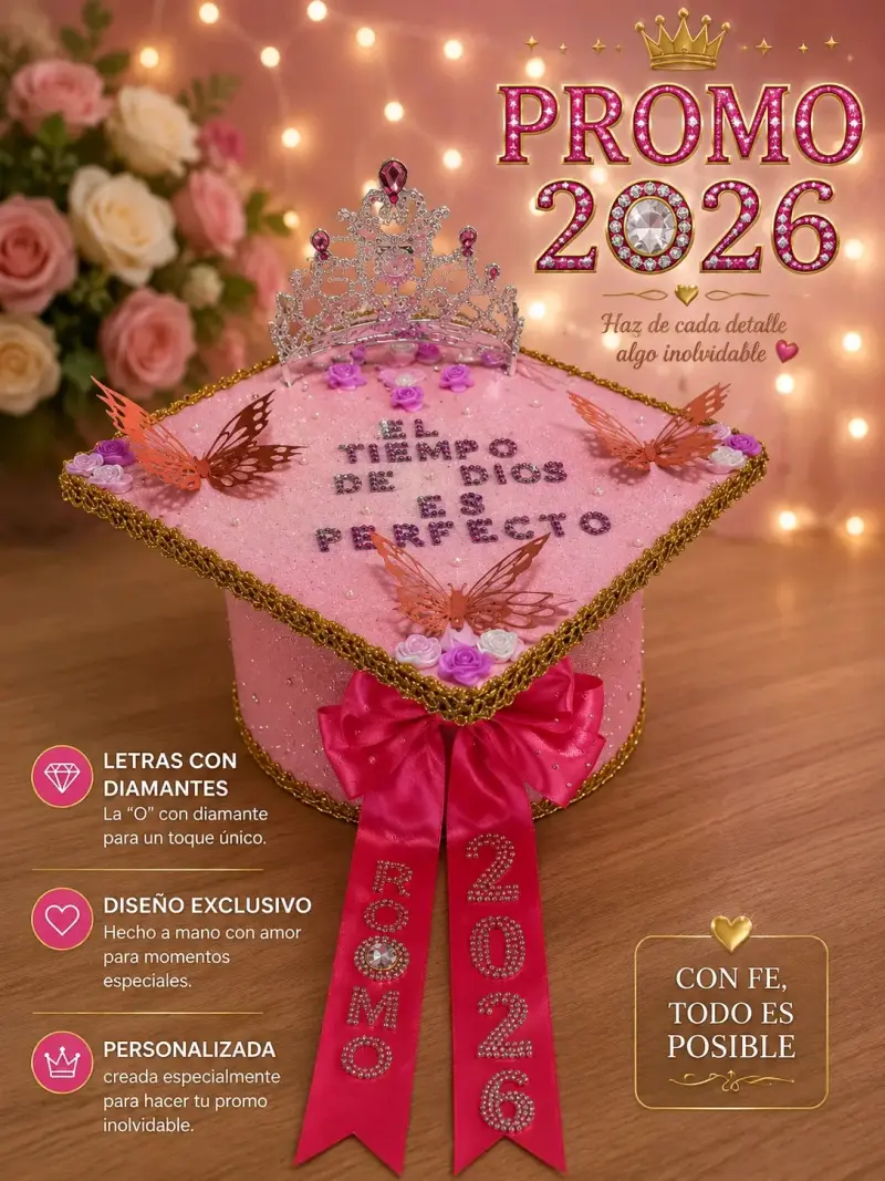 Birrete de Graduación Personalizado con Corona y Diamantes - 1