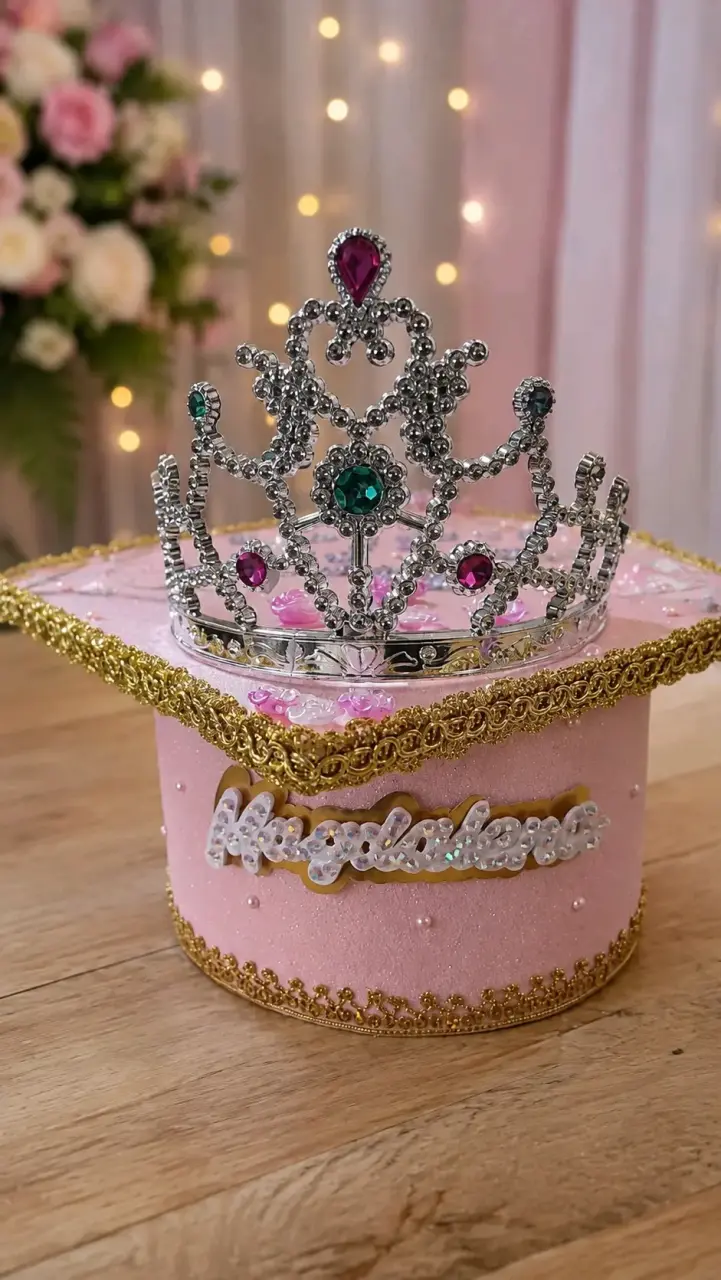 Birrete de Graduación Personalizado con Corona y Diamantes - 4