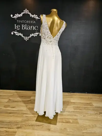 Vestido de Novia Blanco con Encaje Floral - miniatura 5