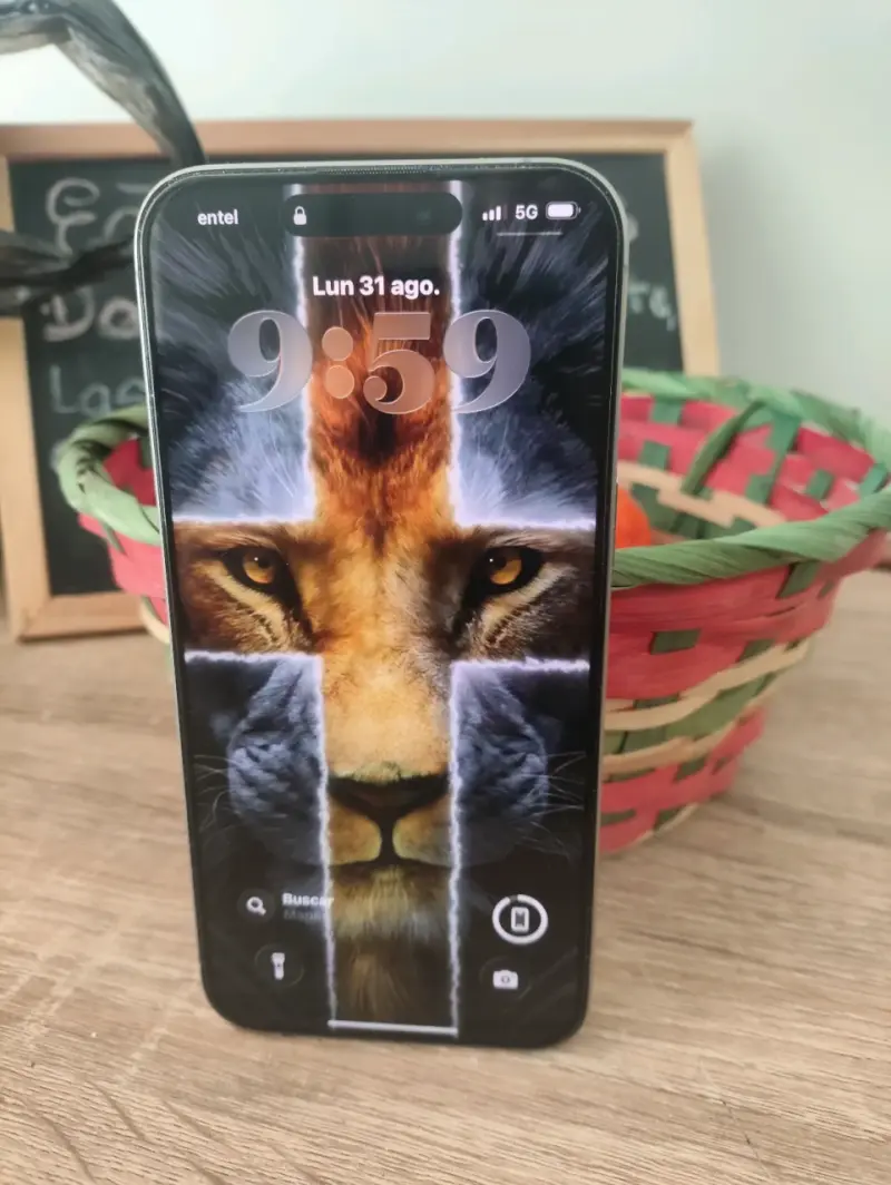 iPhone 15 Promax 256 GB con funda gris - 1