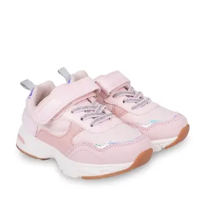 Zapatillas deportivas rosadas para niña con velcro - miniatura 1
