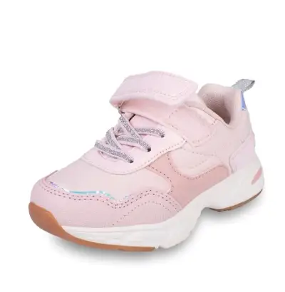 Zapatillas deportivas rosadas para niña con velcro - miniatura 2