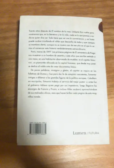 Libro El Cementerio de Praga de Umberto Eco - miniatura 2