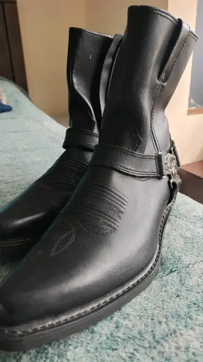 Botas de cuero negras Harley Davidson estilo biker - miniatura 1