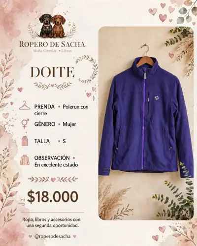 Polerón con cierre Doite mujer morado - miniatura 1