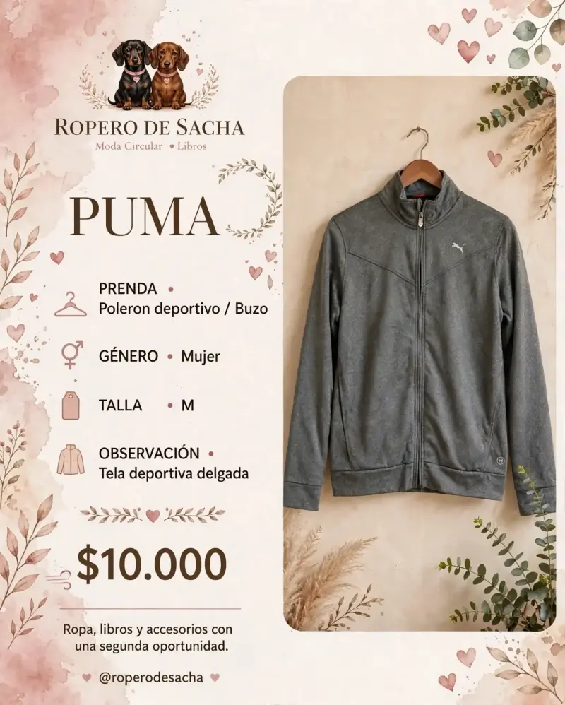Polerón Deportivo Mujer Puma Gris Talla M