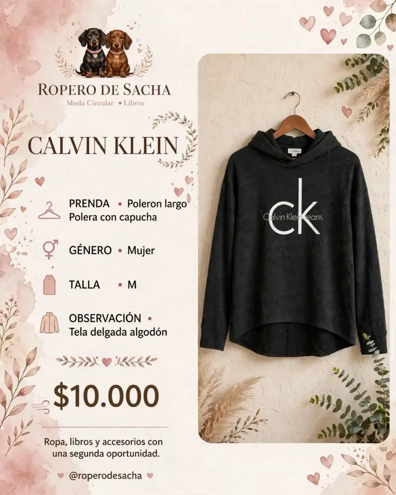 Polerón Calvin Klein Mujer con Capucha Talla M