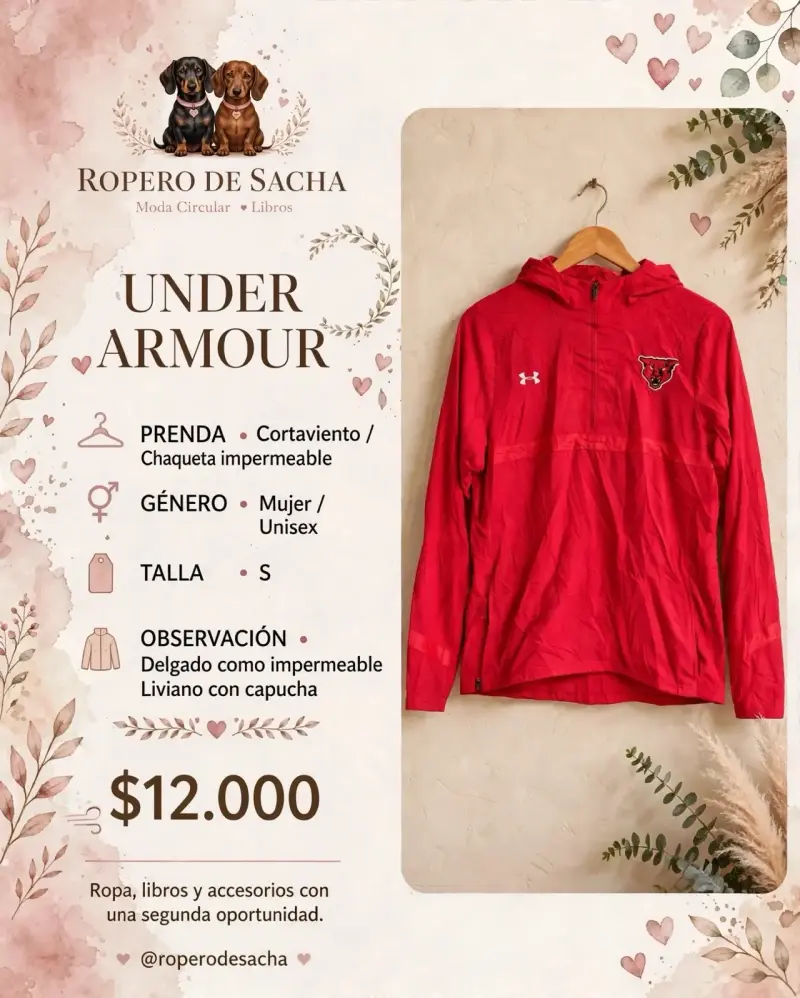 Cortaviento impermeable Under Armour rojo unisex - 1