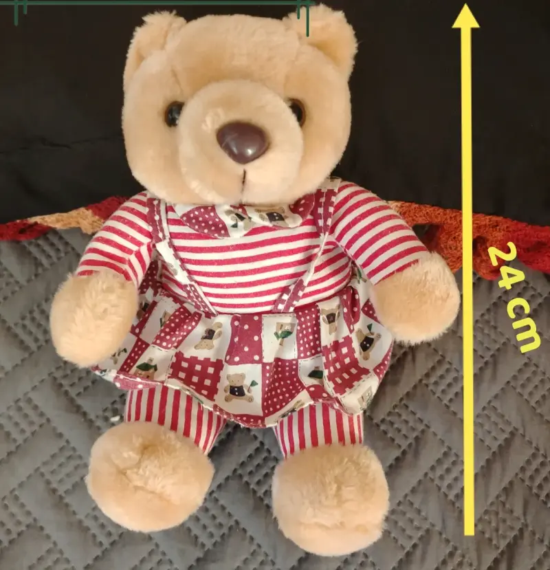 Peluche oso con vestido a rayas