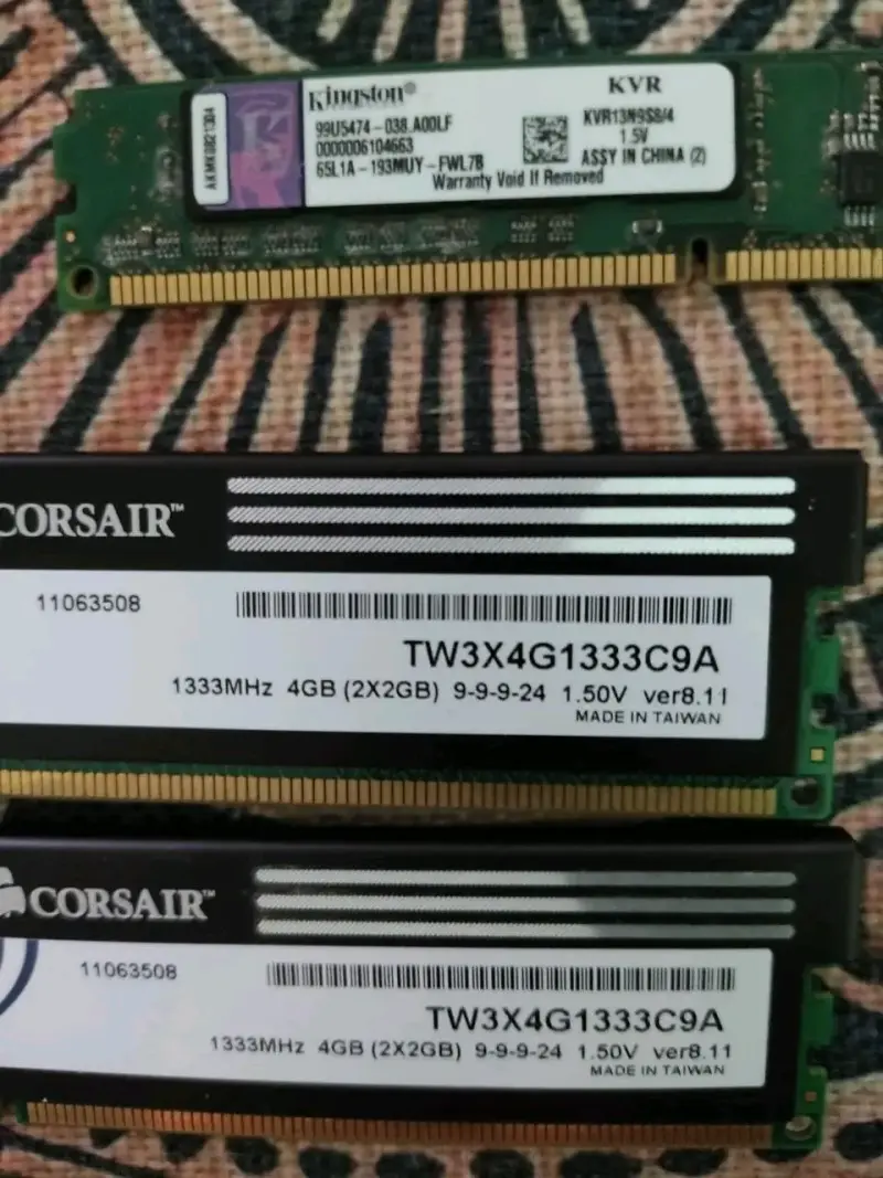 Memorias RAM Kingston y Corsair 4GB 1333MHz