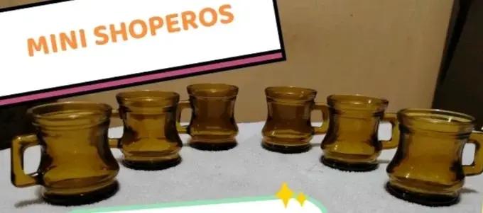 Set de Mini Shoperos de Vidrio Ámbar