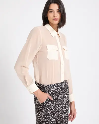 Blusa Transparente Beige con Bolsillos marca Liolá - miniatura 5