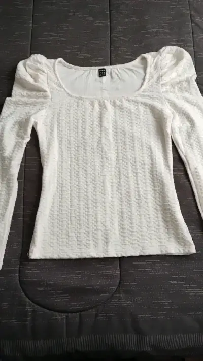 Blusa blanca de manga larga Shein - miniatura 1