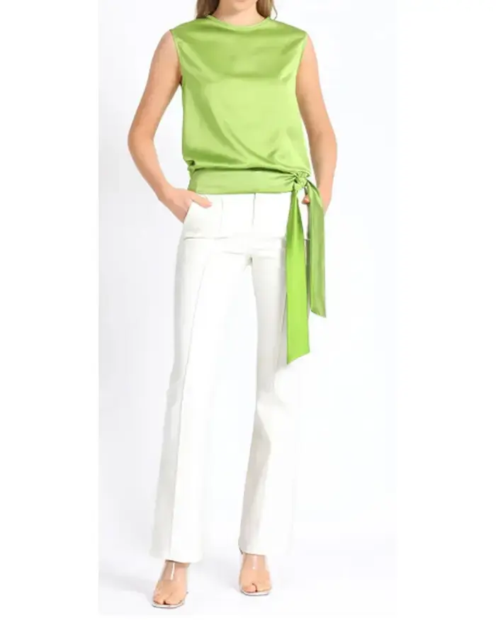 Blusa sin mangas verde con lazo marca Liolá - 3