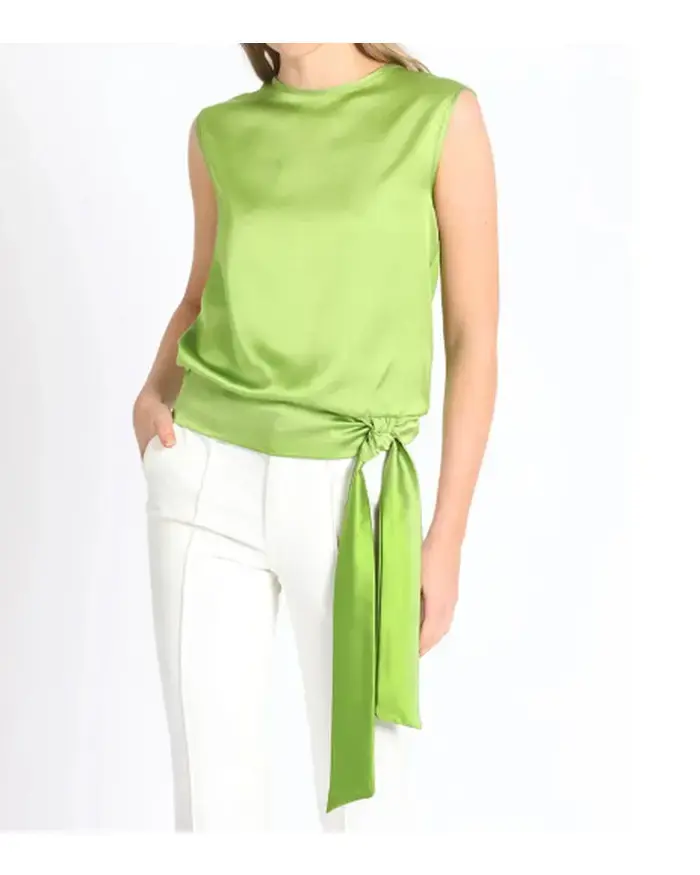 Blusa sin mangas verde con lazo marca Liolá - 6