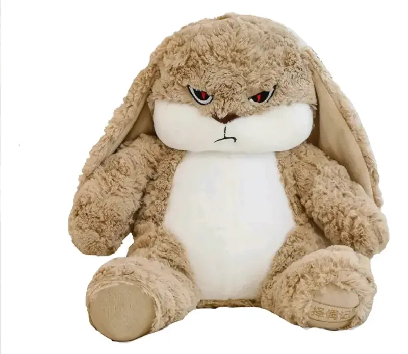 Peluche de conejo marrón con expresión divertida - 3