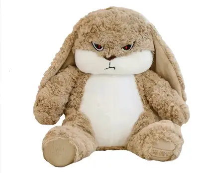 Peluche de conejo marrón con expresión divertida - miniatura 3
