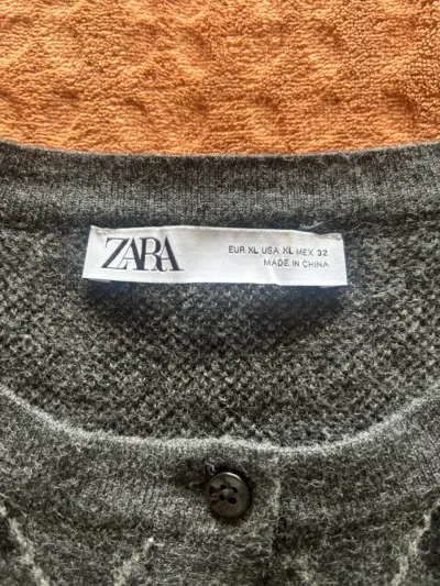 Zara cardigans mujer punto rombos gris XL - miniatura 2